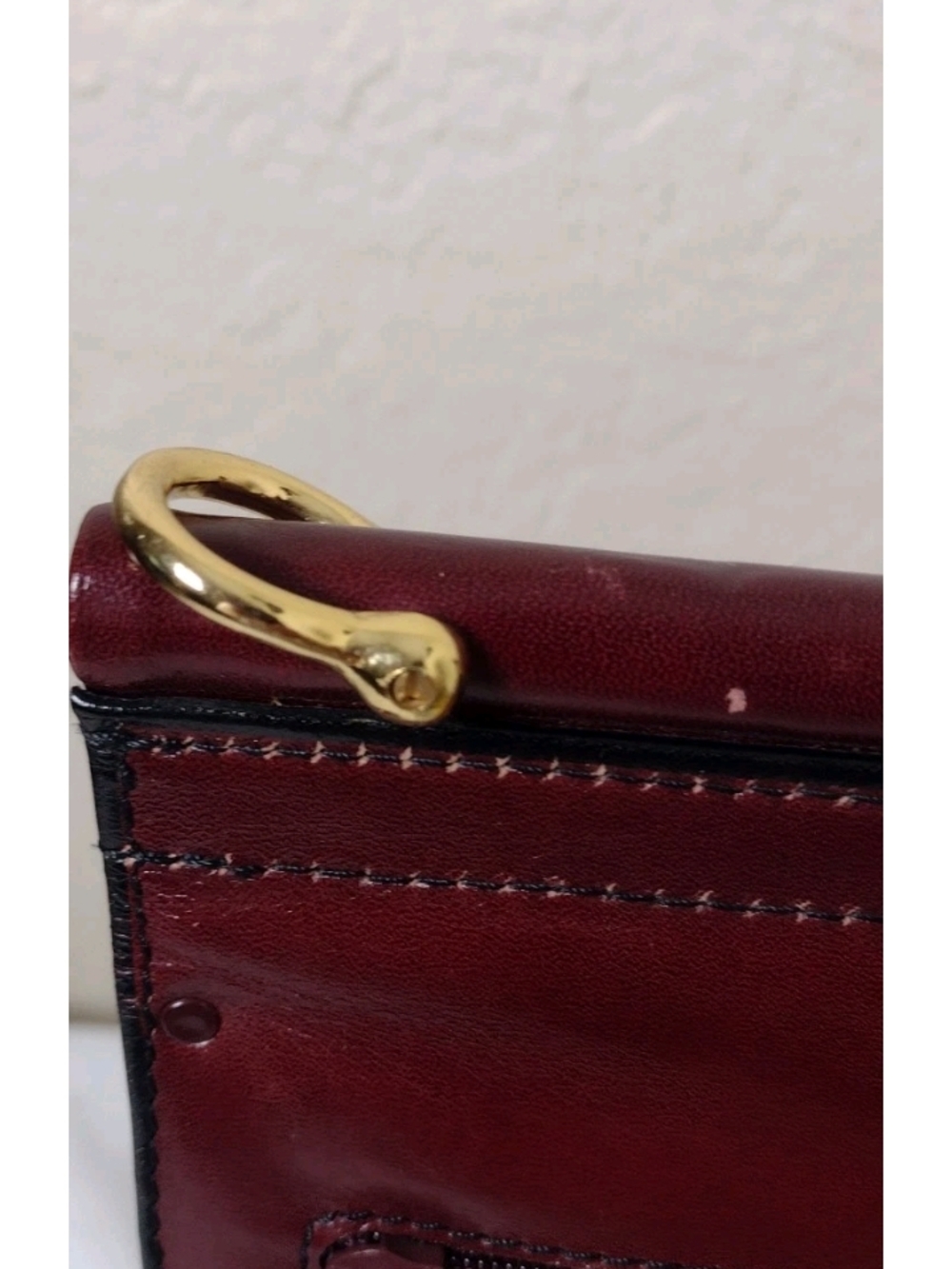 Classic Burgundy Leather Briefcase with Gold Hardware - Picture 13 of 16
